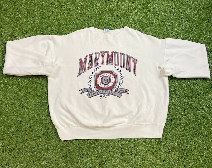 Vintage Marymount University Crewneck Sweatshirt MVP Made USA Size Xtra Large XL Uva Arlington Virginia 1990s 90s Pull Over Oversized