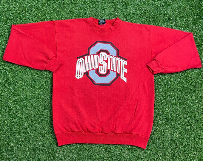 Vintage Ohio State University Crewneck Sweatshirt Made USA Size Large L Cleveland NCAA College Football Basketball OSU 1990s 90s Pull Over