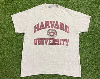 Vintage Harvard University T Shirt Tee Lee Made USA Size Medium M NCAA College Classic Law Ivy League 1990s 90s