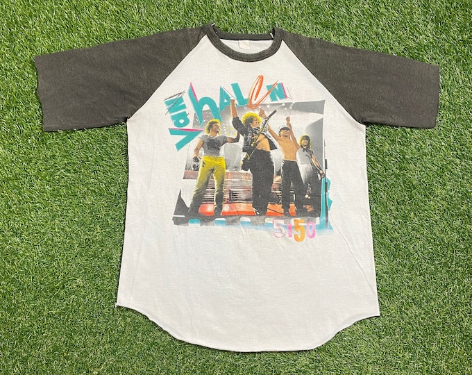 Vintage Van Halen T Shirt Rock Band Tee Size Large L 1980s 80s Hard Rock Classic Original Tour Concert Metal Eddie Van Halen