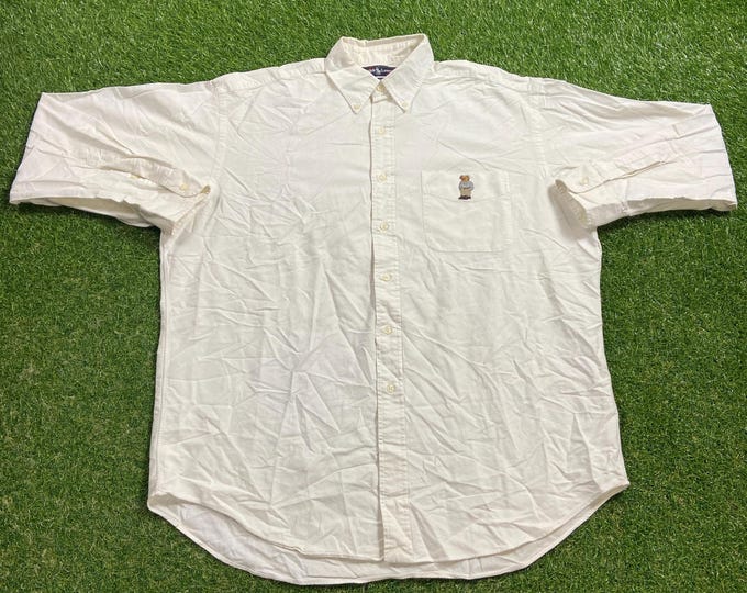 Vintage Polo Ralph Lauren Button Down Shirt Size Large L Quality RL American Apparel Bear Horse 1990s 90s