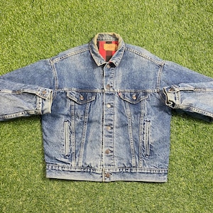 Vintage Levi&#39;s Strauss & Co Jean Jacket Made USA Size Medium M American USA Classic Blue Jean Jacket Button Down 1980s Original Lined