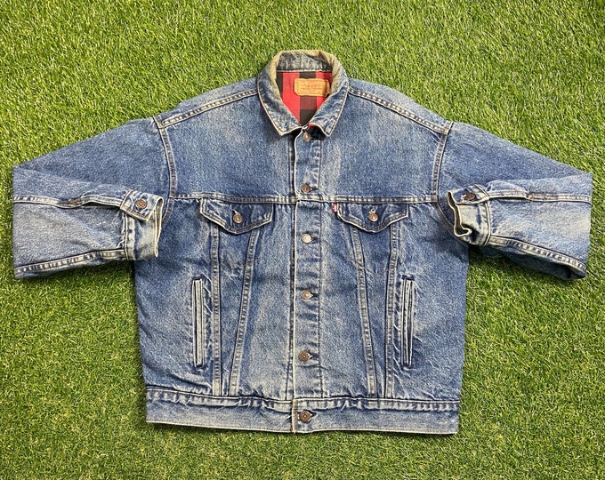 Vintage Levi's Strauss & Co Jean Jacket Made USA Size Medium M American USA Classic Blue Jean Jacket Button Down 1980s Original Lined