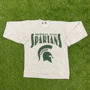 Vintage Michigan State University Sweatshirt Crewneck Made USA Size Large L NCAA College Football Spartans Detroit 90s 1990s Classic MSU