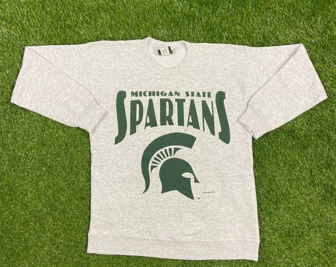 Vintage Michigan State University Sweatshirt Crewneck Made USA Size Large L NCAA College Football Spartans Detroit 90s 1990s Classic MSU