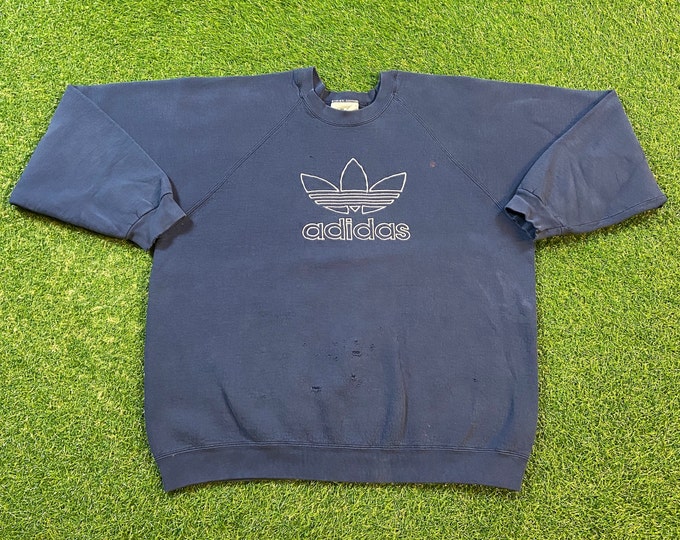 Vintage Adidas Crewneck Sweatshirt Made USA Size Xtra Large RARE New York Three Stipes Warm Comfy Classic Logo Original Oversized 1990s 90s