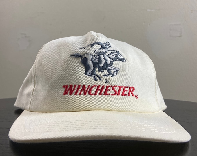 Vintage Winchester Snapback Hat Made USA OSFA Ammunition Guns NRA National Rifle Association of America Hunt Nature 1990s 90s