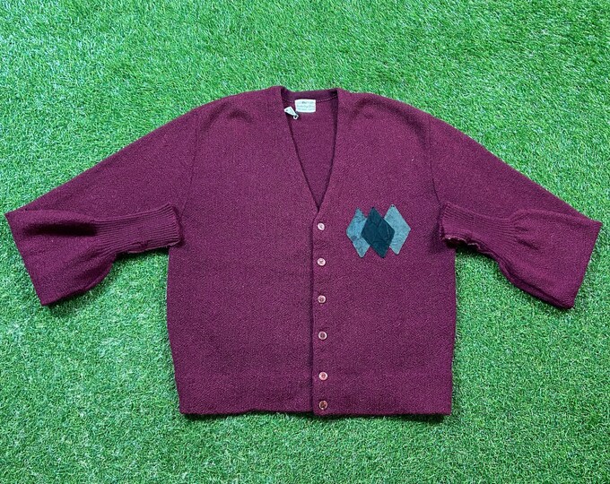 Vintage Burgundy Cardigan Sweater Mohpaca Size Xtra Large XL 1980s 80s Comfy Button Down Mohair
