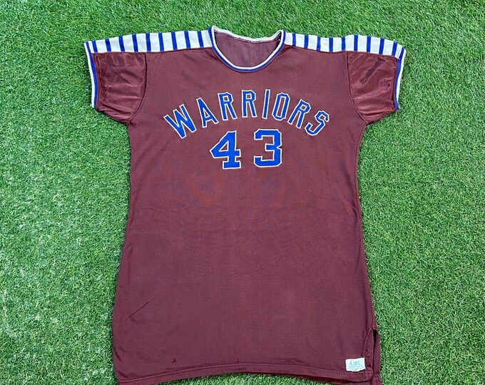Vintage Warriors High School Jersey Size Large L Athletic Wear Quality Comfy Great Fit Original 1960s 60s Knit