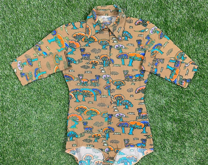 Vintage Wacky Fun Art Button Down Shirt Clothes Hose Size Xtra Small XS 80s 1980s Original Classic Party Festival Pop Casual 1970s 70s