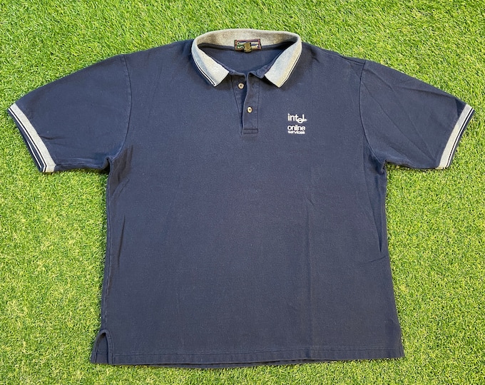 Vintage Intel Polo Shirt Tee Size XXL 2XL Intelligence American Multinational Corporation Technology Computer California 1990s 90s