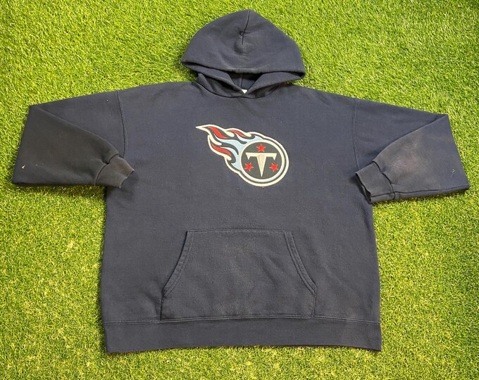Vintage Tennessee Titans Hoodie Sweatshirt Size Large L NFL Football AFC Oilers Pull Over Oversized 1990s 90s