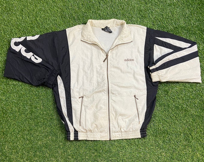 Vintage Adidas Windbreaker Jacket Size Small S Rare All Sports Rain Athletic Wear Streetwear Light Rain Jacket Classic 1990s 90s Spellout