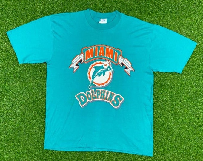 Vintage Miami Dolphins T shirt Artex Made USA Size Xtra Large NFL Football AFC Dan Marino 1990s 90s Xl Original Brand New with Tags