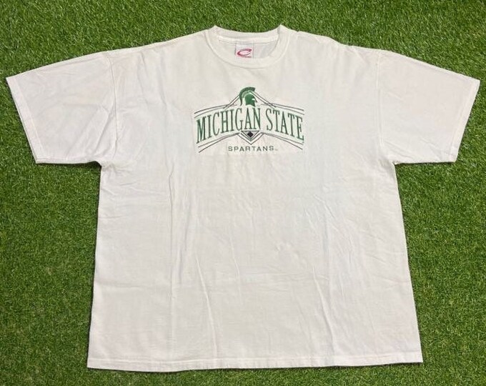 Vintage University of Michigan State Spartans T Shirt Tee Cadre Athletic Made Usa Size Xtra Large XL NCAA College Football Detroit MSU 90s