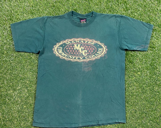 Vintage Manatee Community College T Shirt Tee Soffe Made USA Size Large L Manatee Sarasota State College Florida