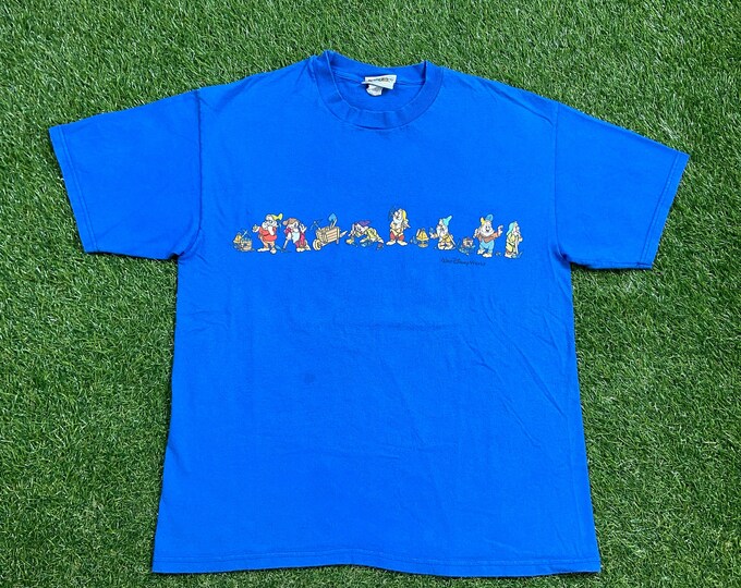 Vintage Seven Dwarfs Snow White T Shirt Tee Made USA Size Large L Walt Disney World Magic Kingdom Mickey Mouse Disneyland WDW 1990s 90s