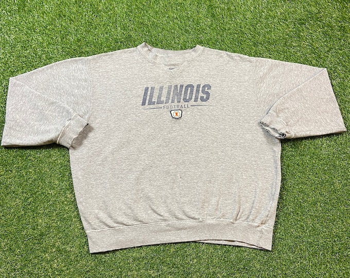 Vintage University Of Illinois Crewneck Sweatshirt Nike Team Size XXL 2XL NCAA College Basketball Fighting Illini 1990s Classic Chief