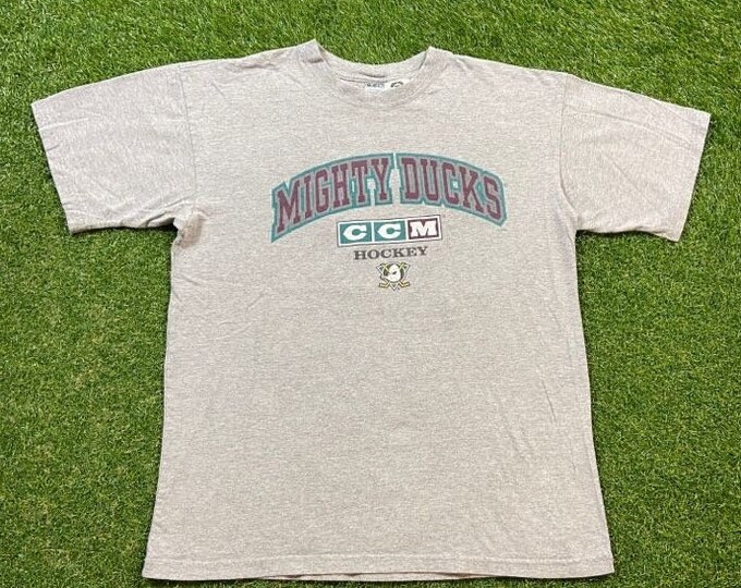 Vintage Anaheim Ducks T Shirt Tee CCM Made in Canada Size Xtra Large XL NHL Hockey California Mighty Ducks Classic 1990s 90s Disney