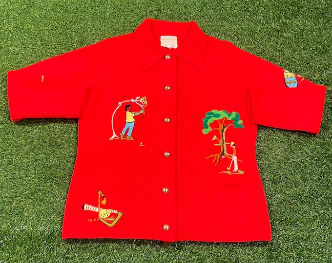 Vintage Golf Knit Sweater Size Large L Masters Tournament US Open Masters Collection 1960s Quality Beautiful