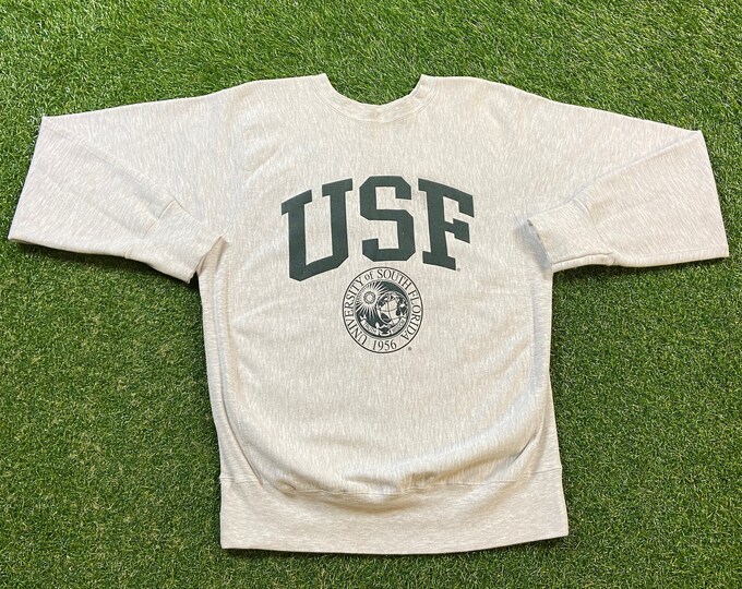 Vintage University of South Florida USF Crewneck Sweatshirt MV Sport Size Small S Bulls NCAA College Football 1990s 90s Pull Over Oversized