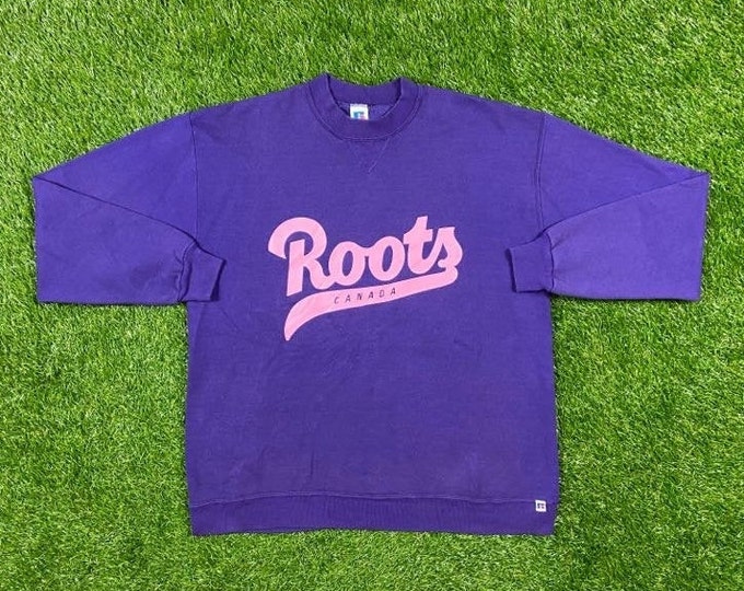 Vintage Roots Athletic Canada Sweatshirt Russell Athletic Made USA Size Xtra Large XL Pull Over Oversized Comfy Warm Canadian