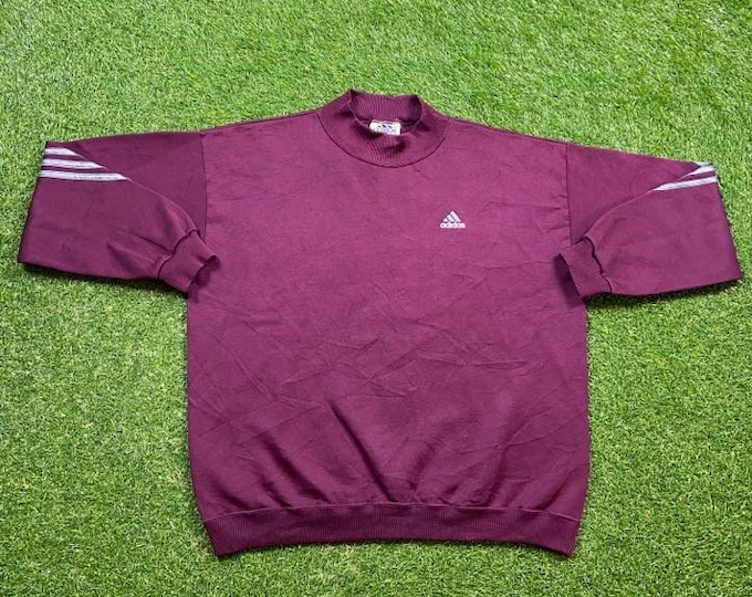 Vintage Adidas Crewneck Sweatshirt Made USA Size Medium M New York Three Stipes Yeezy 90s 1990s Classic Logo Original Pull Over Oversized