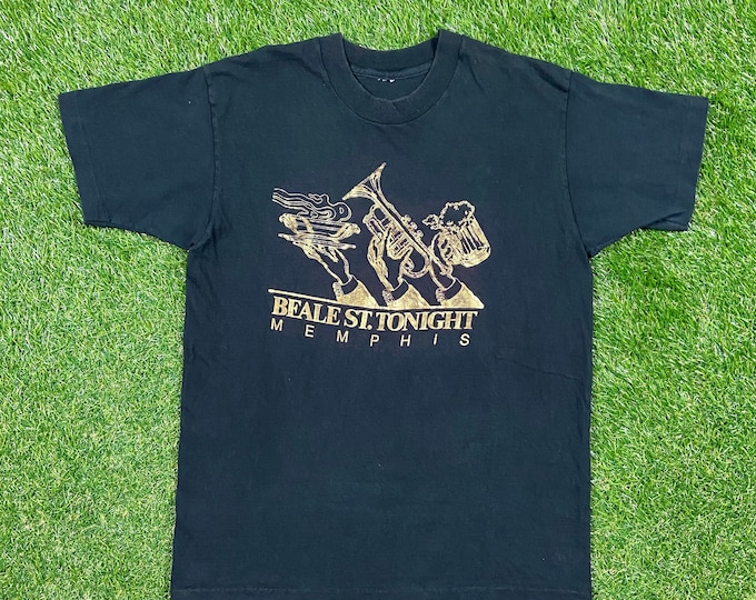 Vintage Beale St. Tonight Memphis T Shirt Tee Size Small S Tennessee Historic Blues Music 1990s 90s Tourist