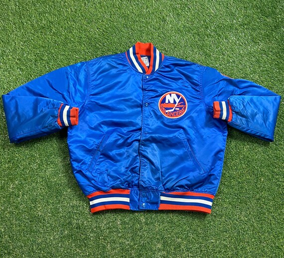 Vintage 80s New York Rangers Starter Satin Jacket Mens Rare White Hockey  NHL