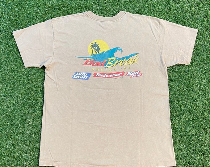 Vintage Bud Break T Shirt Tee Anvil Made USA Size Xtra Large XL Commercial Beer Bud Light Bud Ice Budweiser Alcohol Drink 1990s 90s