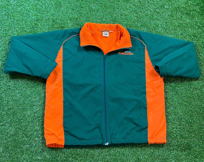 Vintage University of Miami Hurricanes Jacket Red Oak Sportswear Size Xtra Large XL NCAA College Football 305 The U Florida 1990s 90s