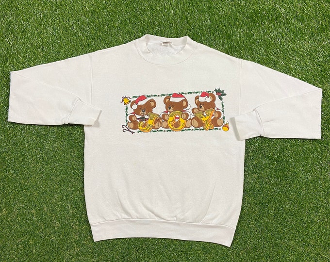 Ugly Christmas Sweater Vintage Tacky Holiday Party Merry Women's Santa Classic Men's Xmas 90s Classic Size Medium Santa Claus Teddy Bears