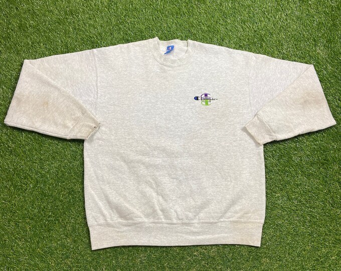 Vintage Gray Champion Crewneck Sweatshirt Size Xtra Large XL Quality 1990s Oversized Great Fit Made USA Original 90s Pull Over