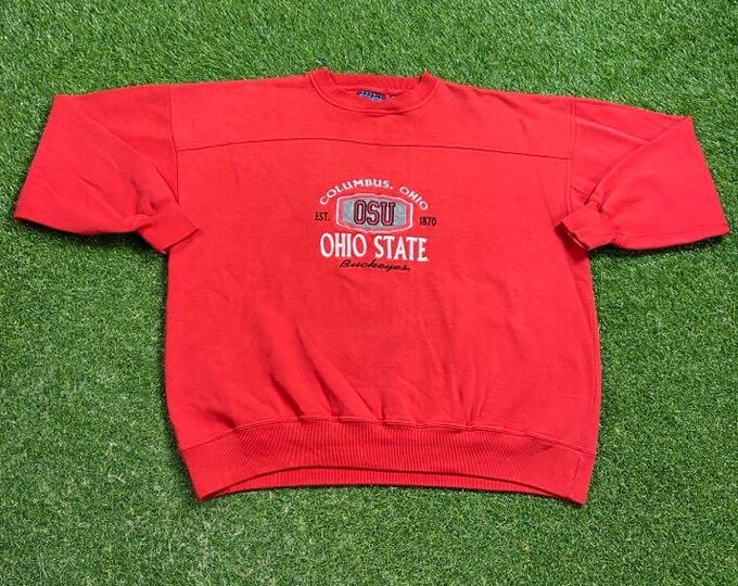 Vintage Ohio State University Crewneck Sweatshirt Size XXL 2XL Cleveland NCAA College Football Basketball OSU Pull Over Oversized 1990s 90s