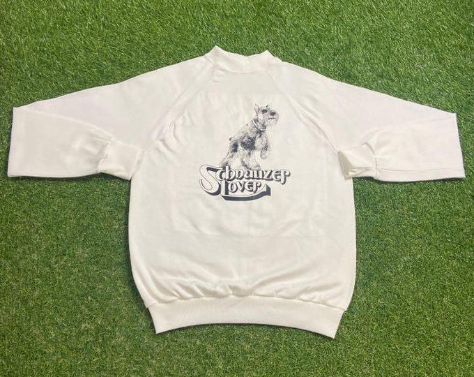 Vintage Schnauzer Lover Crewneck Sweatshirt Made USA Size Youth XL Dog Portrait Canine Puppy Breed Pull Over Oversized 1990s 90s