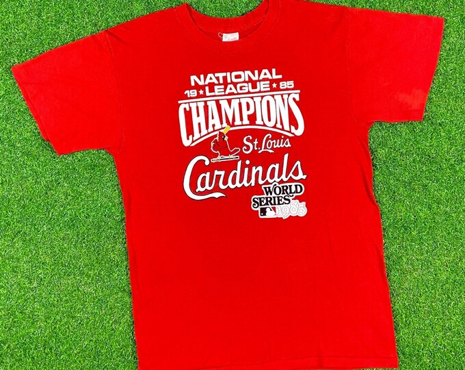 Vintage St Louis Cardinals National League 1985 T Shirt Tee MLB Baseball Missouri Rp Sportswear Large Made USA 80s Cards Red 1980s Original