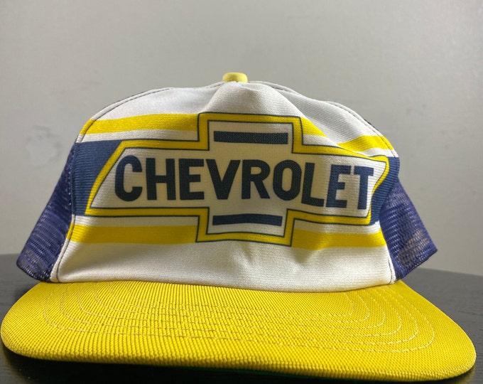 Vintage Chevrolet Snapback Hat Made USA Size 6 3/4 - 7 1/8 Classic Car Motor Sports NASCAR Racing Daytona 500 1990s 90s
