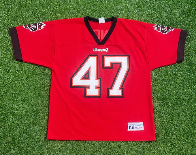 Vintage Tampa Bay Buccaneers John Lynch  #47 Jersey Logo 7 Size Medium M NFL Football Florida Tom Brady TB12 00s
