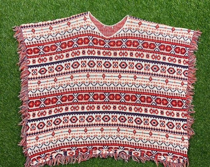 Vintage Classic Poncho OSFA One Size Fits All Native American Mexican Style 1960s 60s