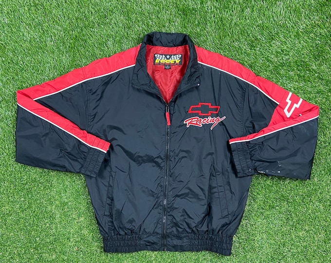 Vintage Chevrolet Racing Windbreaker Jacket Essex Size Medium M NASCAR Dale Earnhardt Classic Car 1990s 90s