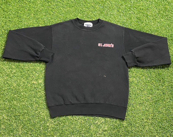 Vintage St. John's University Crewneck Sweatshirt Lee Size Youth Large SJU Red Storm NCAA College Basketball Pull Over Oversized 1990s 90s