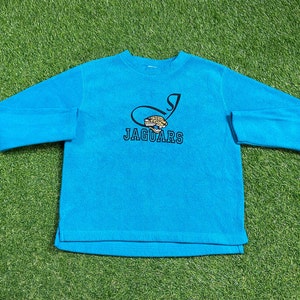 May include: A turquoise blue long-sleeved sweatshirt with a jaguar logo and the word "JAGUARS" embroidered on the front.
