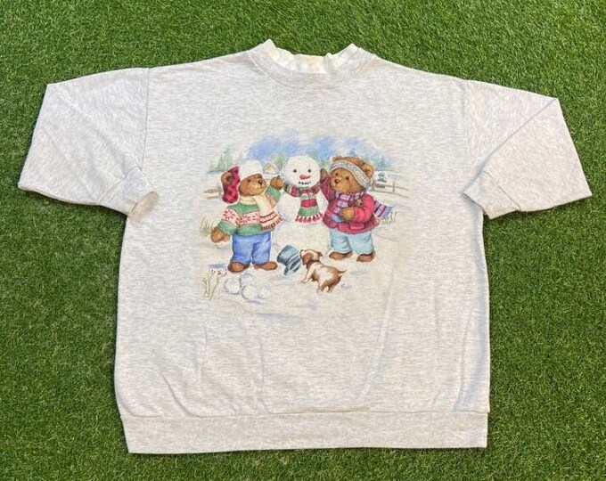 Ugly Christmas Sweater Vintage Tacky Holiday Party Merry Santa Claus Classic Holiday Season Christmas Snowmen Teddy Bears Size Xtra Large