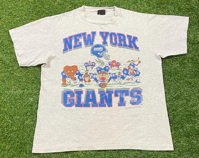 Vintage New York Giants T Shirt Tee Size XL Looney Tunes Bugs Bunny Warner Bros Classic Cartoon NFL Football Big Blue Ny Eli Manning 1990s
