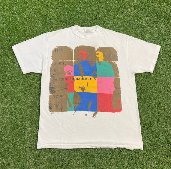 Vintage U2 Zoo Tv Tour T Shirt Tee Hanes Made USA Size Large L 