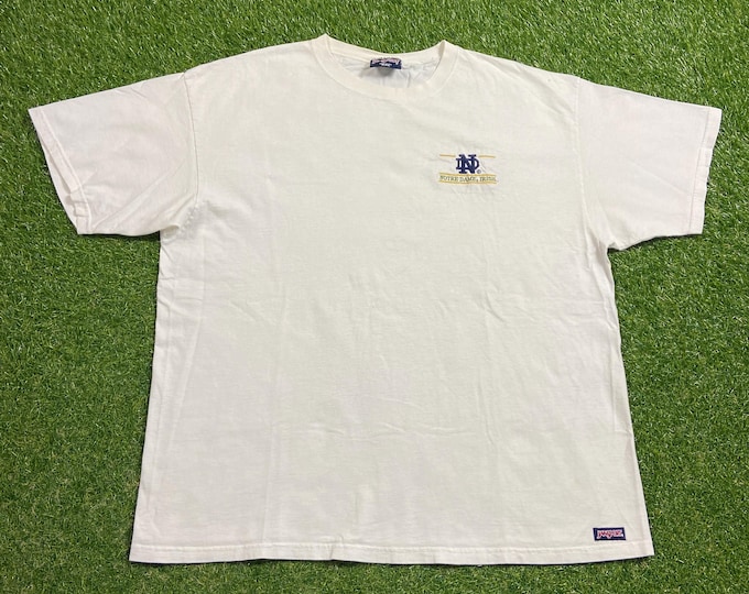 Vintage University of Notre Dame T Shirt Tee Made USA Size XXL 2XL Fightin' Irish NCAA College Football 1990s 90s