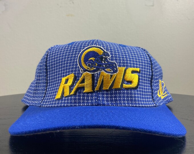 Vintage St Louis Rams Strap Back Hat Logo Athletic OSFA NFL Football Missouri Los Angeles California 1990s 90s