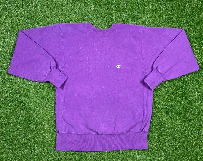 Vintage Plain Purple Champion Crewneck Sweatshirt Size Large L Quality 1990's Oversized Comfy Great Fit Made USA Original 90s Pull Over