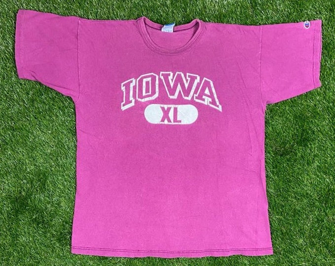 Vintage University of Iowa Hawkeyes T Shirt Tee Champion Made USA Size Xtra Large NCAA Football 90's 1990s Classic College XL