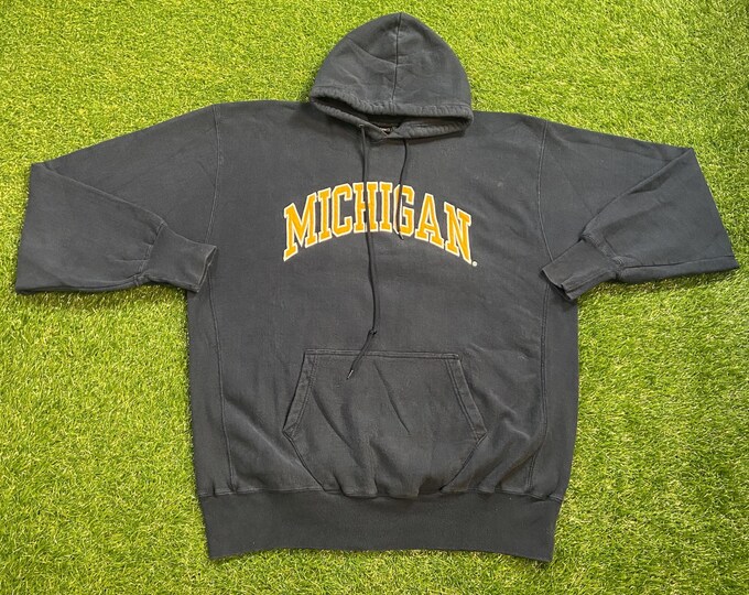 Vintage University of Michigan Wolverines Hoodie Sweatshirt Size XXL 2XL NCAA College Football Detroit Big House Pull Over 1990s 90s